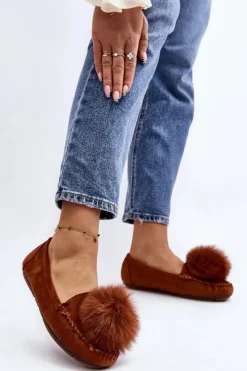 Damskie Boto Damskie Mokasyny Z Futerkiem Camel Novas