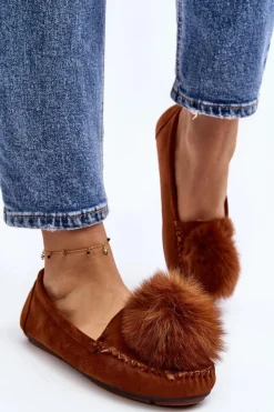 Damskie Boto Damskie Mokasyny Z Futerkiem Camel Novas