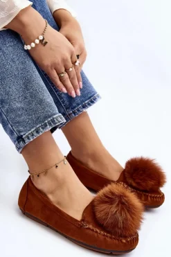 Damskie Boto Damskie Mokasyny Z Futerkiem Camel Novas