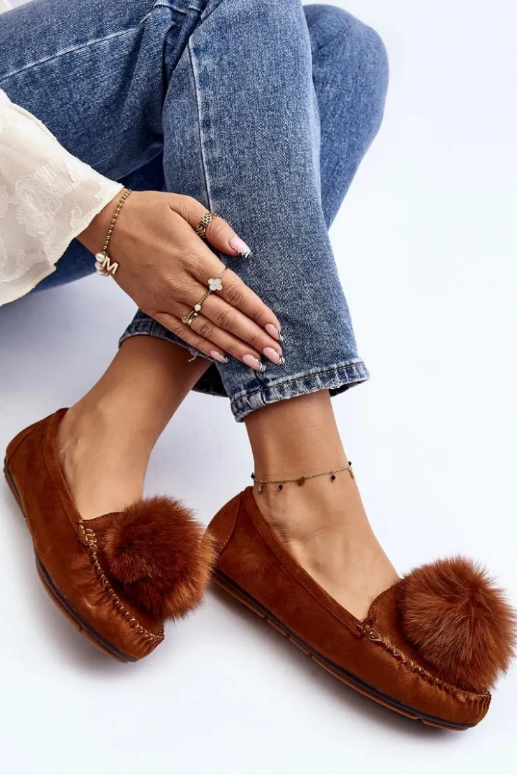 Damskie Boto Damskie Mokasyny Z Futerkiem Camel Novas