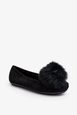 Damskie Boto Damskie Mokasyny Z Futerkiem Czarne Novas