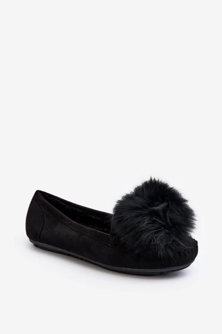 Damskie Boto Damskie Mokasyny Z Futerkiem Czarne Novas