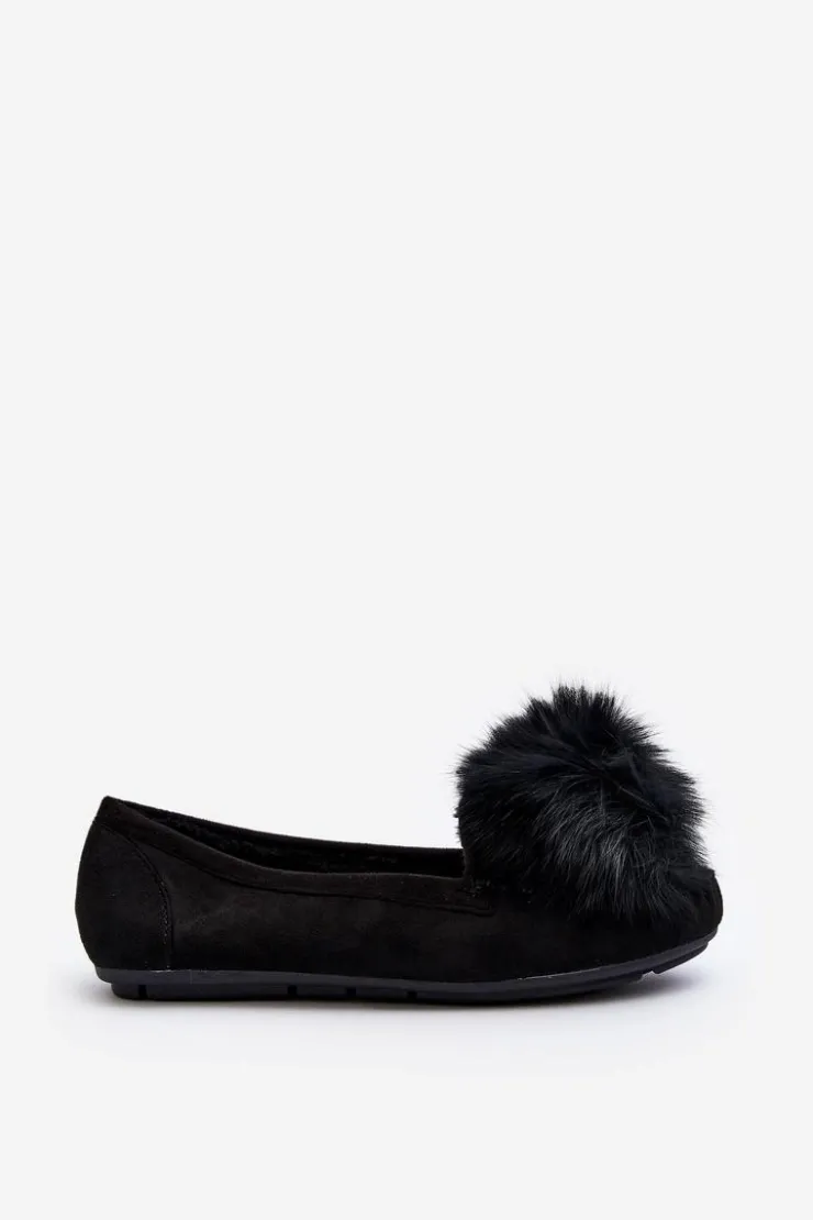 Damskie Boto Damskie Mokasyny Z Futerkiem Czarne Novas