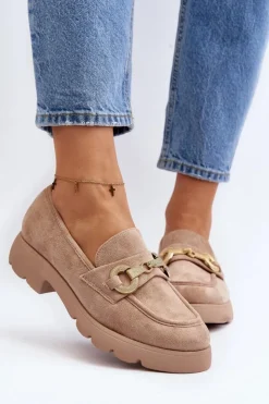 Damskie Boto Damskie Mokasyny Z Ozdobą Beżowe Railenes