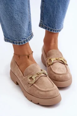 Damskie Boto Damskie Mokasyny Z Ozdobą Beżowe Railenes