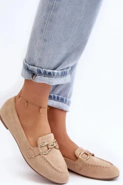 Boto Mokasyny Damskie Zamszowe*Damskie Mokasyny Z Ozdobą Beżowe Ghana