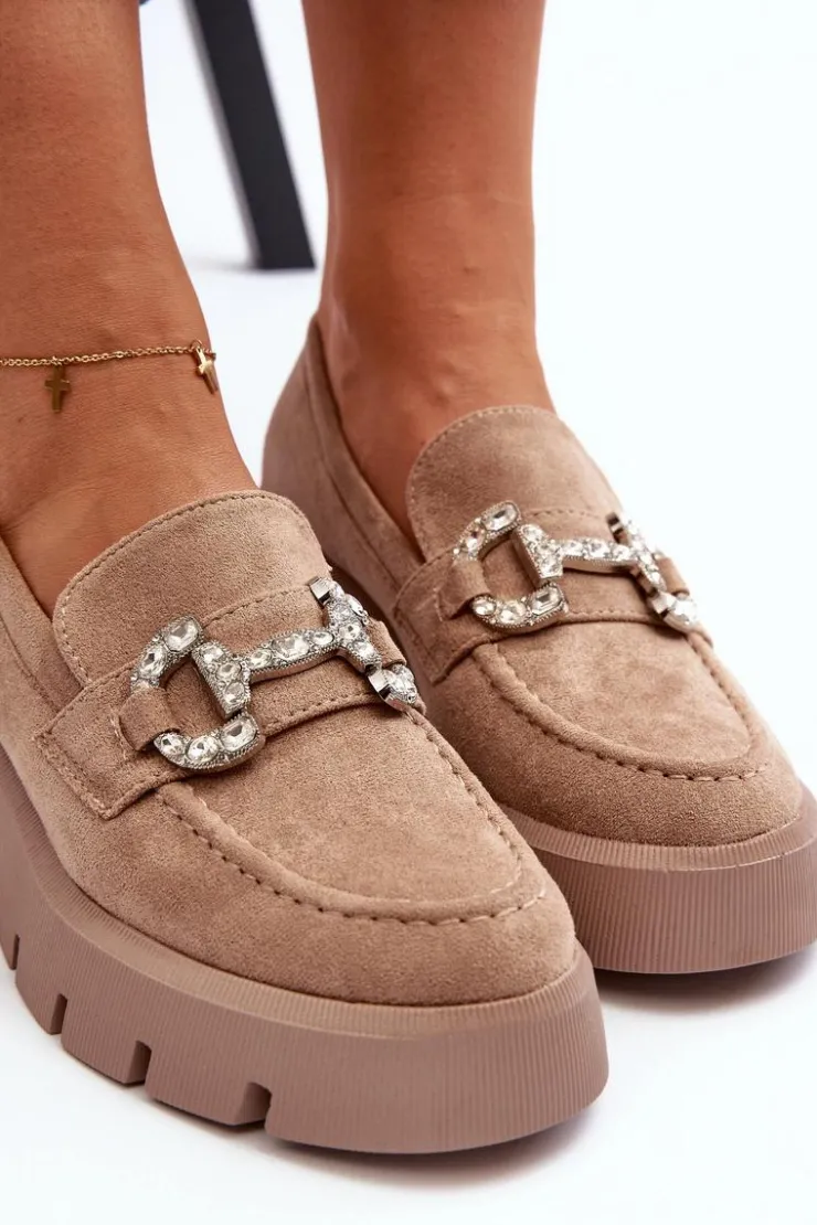 Damskie Boto Damskie Mokasyny Z Ozdobą Beżowe Ellise