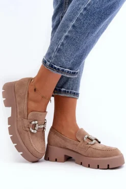 Damskie Boto Damskie Mokasyny Z Ozdobą Beżowe Ellise