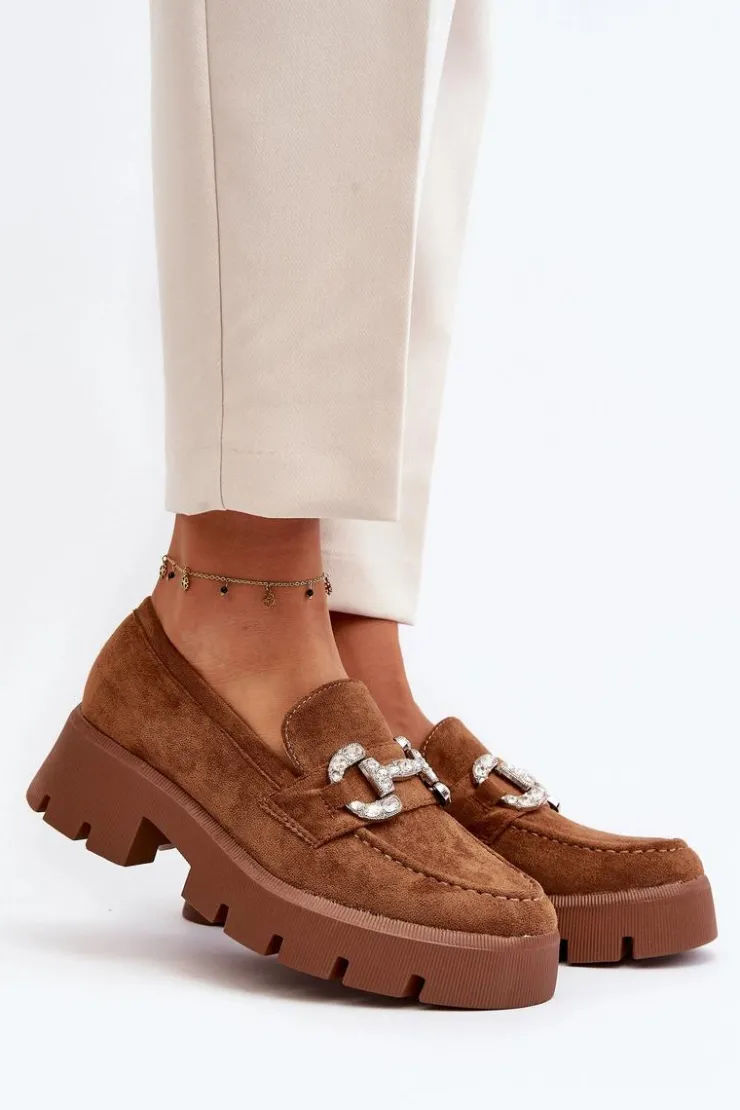 Boto Damskie Mokasyny Z Ozdobą Camel Ellise