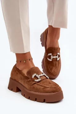 Boto Damskie Mokasyny Z Ozdobą Camel Ellise