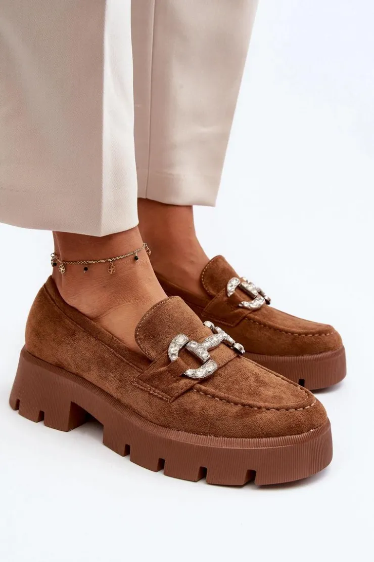 Boto Damskie Mokasyny Z Ozdobą Camel Ellise