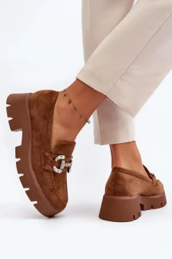 Boto Damskie Mokasyny Z Ozdobą Camel Ellise