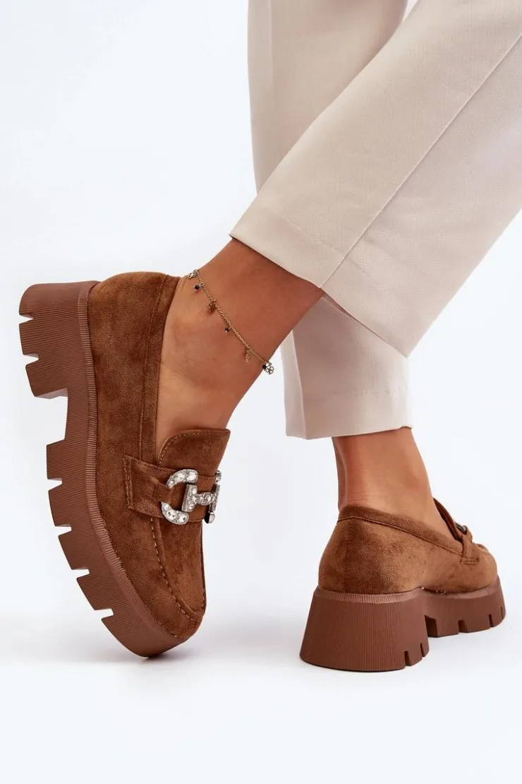 Boto Damskie Mokasyny Z Ozdobą Camel Ellise