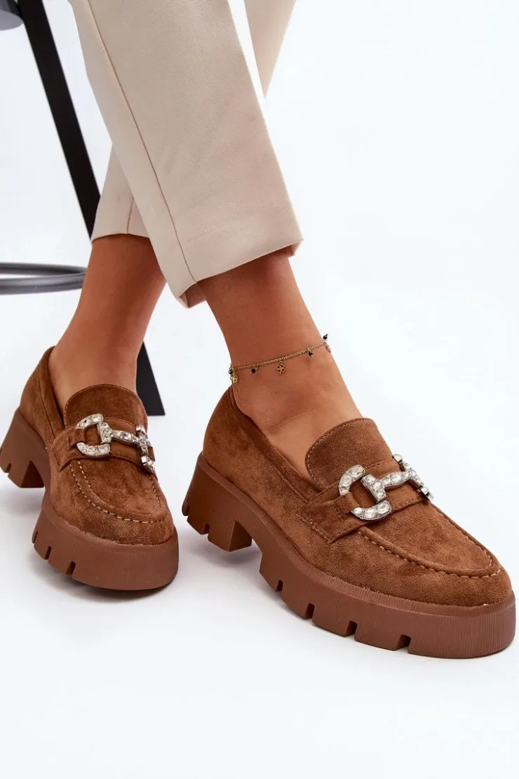 Boto Damskie Mokasyny Z Ozdobą Camel Ellise