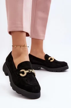 Best Boto Damskie Mokasyny Z Ozdobą Czarne Railenes