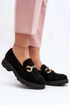 Best Boto Damskie Mokasyny Z Ozdobą Czarne Railenes