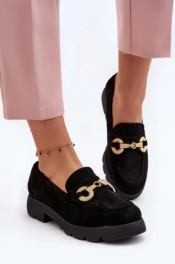 Best Boto Damskie Mokasyny Z Ozdobą Czarne Railenes