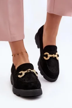 Best Boto Damskie Mokasyny Z Ozdobą Czarne Railenes