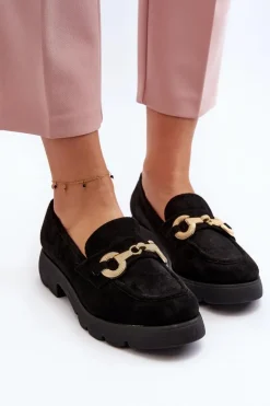 Best Boto Damskie Mokasyny Z Ozdobą Czarne Railenes