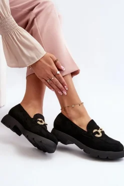 Best Boto Damskie Mokasyny Z Ozdobą Czarne Railenes