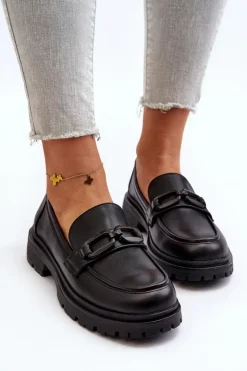 Buty damskie Vinceza Mokasyny Damskie Skórzane|Mokasyny Na Platformie*Damskie Mokasyny Ze Skóry Naturalnej Czarne Imbleria