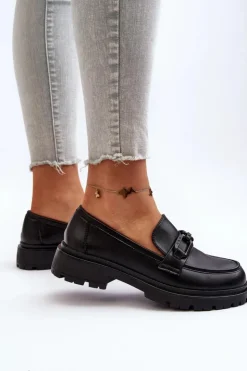 Buty damskie Vinceza Mokasyny Damskie Skórzane|Mokasyny Na Platformie*Damskie Mokasyny Ze Skóry Naturalnej Czarne Imbleria