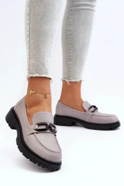 Damskie Buty damskie Vinceza Damskie Mokasyny Ze Skóry Naturalnej Szare Imbleria