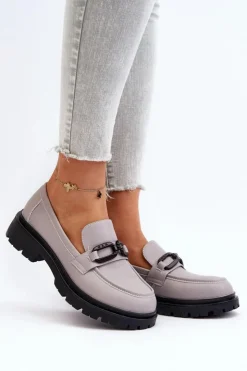 Damskie Buty damskie Vinceza Damskie Mokasyny Ze Skóry Naturalnej Szare Imbleria