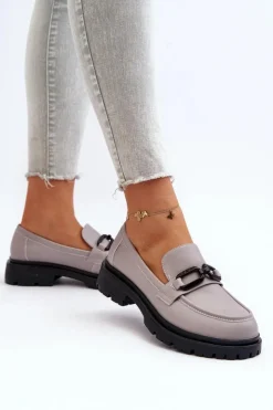 Damskie Buty damskie Vinceza Damskie Mokasyny Ze Skóry Naturalnej Szare Imbleria