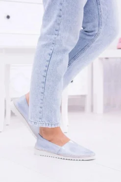 Clearance Boto Damskie Niebieskie Skórzane Slip On Frela