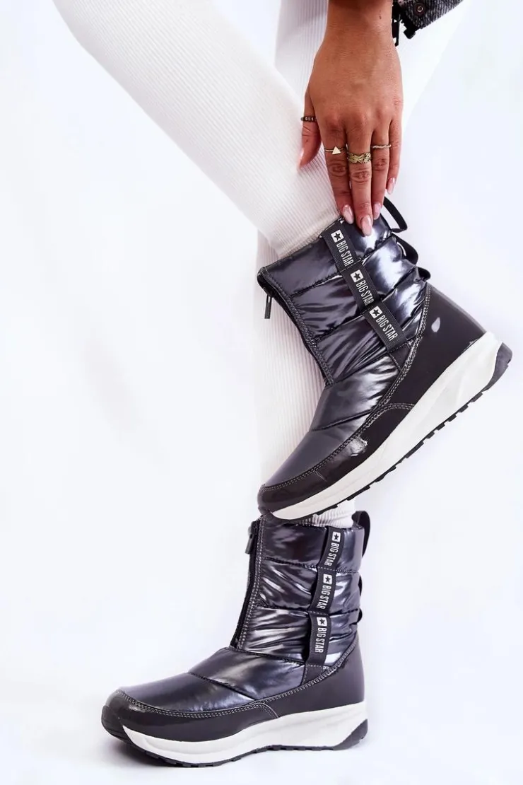 Big Star Shoes Śniegowce Damskie*Damskie Śniegowce Big Star KK274391 Ciemnoszare Szary