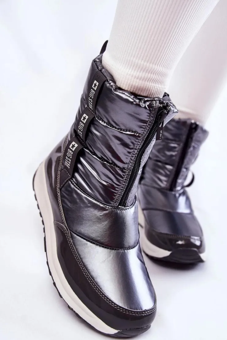 Big Star Shoes Śniegowce Damskie*Damskie Śniegowce Big Star KK274391 Ciemnoszare Szary