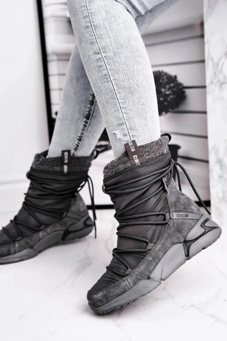 Big Star Shoes Śniegowce Damskie*Damskie Śniegowce Big Star Szare GG274629