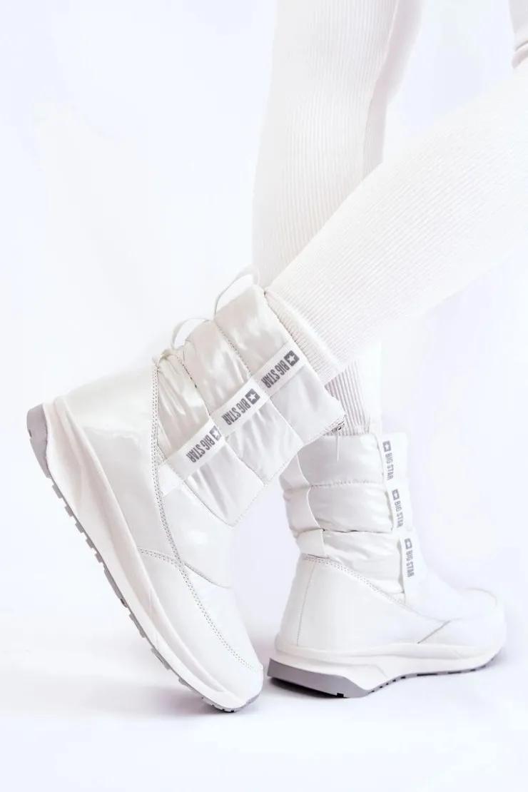 Best Big Star Shoes Damskie Śniegowce Big Star KK274393 Białe