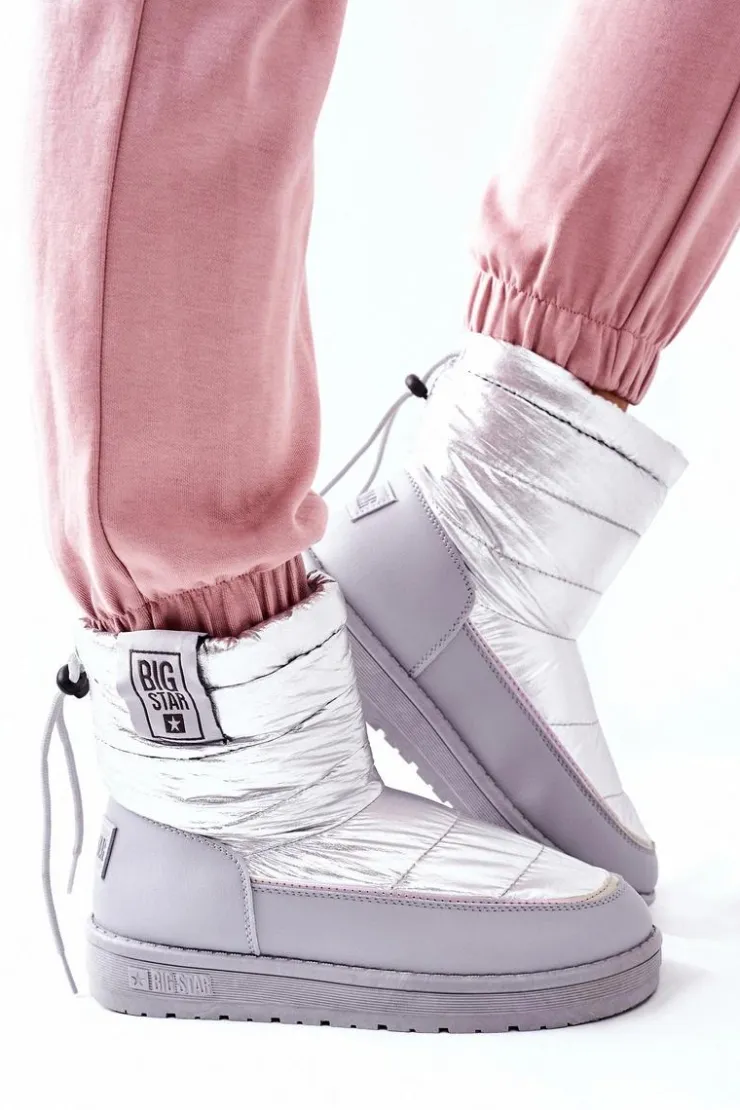 Best Big Star Shoes Damskie Śniegowce Big Star II274118 Srebrne Srebrny