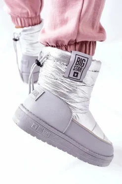 Best Big Star Shoes Damskie Śniegowce Big Star II274118 Srebrne Srebrny