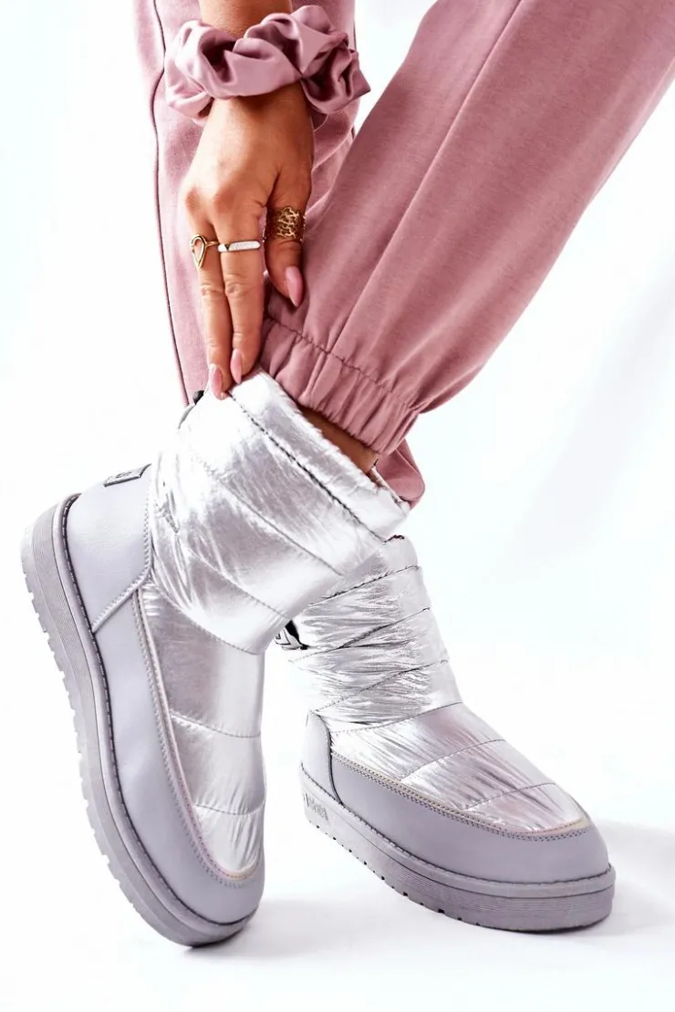 Best Big Star Shoes Damskie Śniegowce Big Star II274118 Srebrne Srebrny
