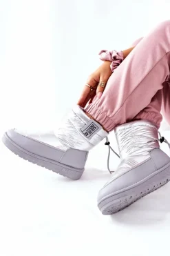 Best Big Star Shoes Damskie Śniegowce Big Star II274118 Srebrne Srebrny