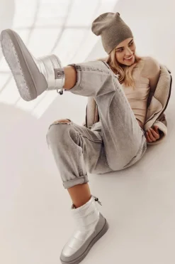 Best Big Star Shoes Damskie Śniegowce Big Star II274118 Srebrne Srebrny