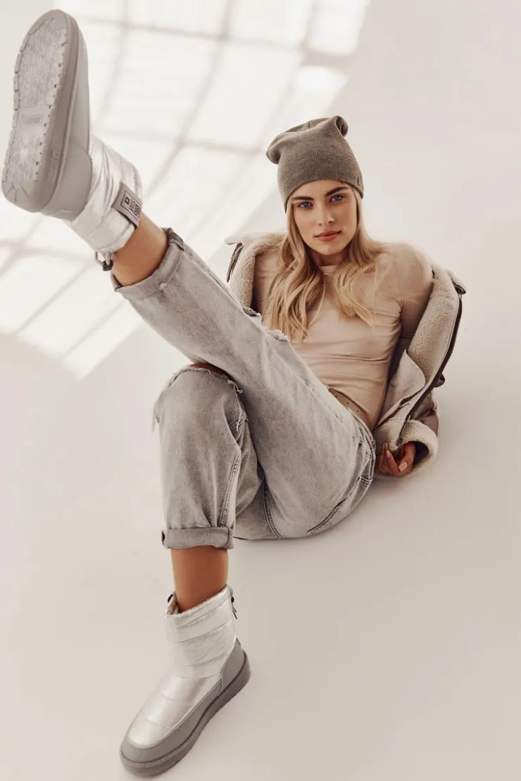 Best Big Star Shoes Damskie Śniegowce Big Star II274118 Srebrne Srebrny