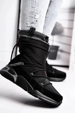 New Big Star Shoes Damskie Śniegowce Big Star Czarne GG274628