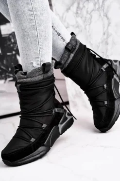 New Big Star Shoes Damskie Śniegowce Big Star Czarne GG274628