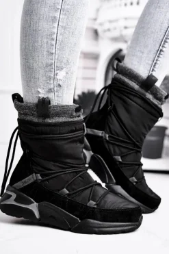 New Big Star Shoes Damskie Śniegowce Big Star Czarne GG274628