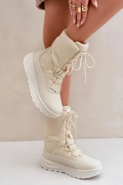 Sale 4F Damskie Śniegowce INUA Z Ociepliną Primaloft RAW2SBSF012 Beżowe