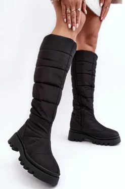 Damskie Big Star Shoes Damskie Śniegowce Kozaki Ocieplane Czarne Big Star MM274332