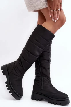 Damskie Big Star Shoes Damskie Śniegowce Kozaki Ocieplane Czarne Big Star MM274332