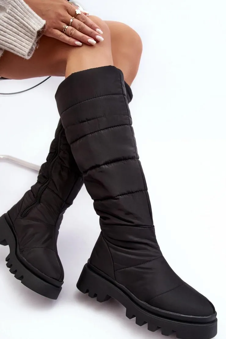 Damskie Big Star Shoes Damskie Śniegowce Kozaki Ocieplane Czarne Big Star MM274332