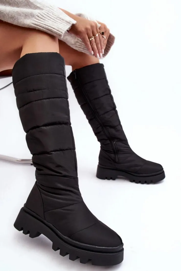 Damskie Big Star Shoes Damskie Śniegowce Kozaki Ocieplane Czarne Big Star MM274332