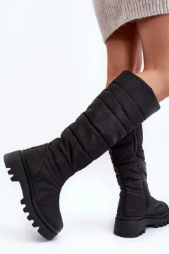 Damskie Big Star Shoes Damskie Śniegowce Kozaki Ocieplane Czarne Big Star MM274332