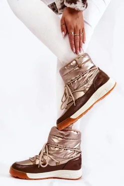 Damskie Big Star Shoes Damskie Śniegowce Memory Foam Big Star KK274276 Złoto-Brązowe